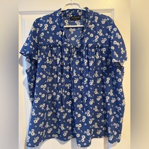 Lane Bryant Blue Floral Blouse